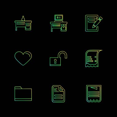 farklı minimalist düz vektör app simgeler siyah arka plan üzerine