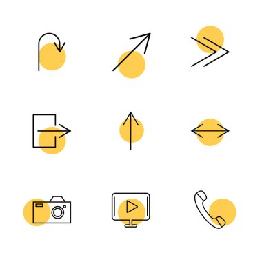 beyaz zemin üzerine minimalist düz vektör app simge kümesi