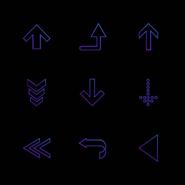 farklı minimalist düz vektör app simgeler siyah arka plan üzerine