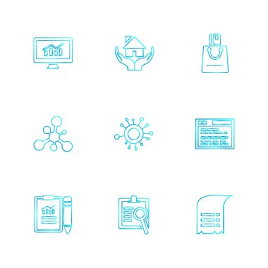 beyaz zemin üzerine minimalist düz vektör app simge kümesi