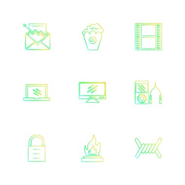 beyaz zemin üzerine minimalist düz vektör app simge kümesi