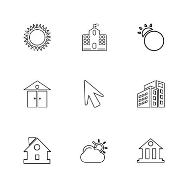 beyaz zemin üzerine minimalist düz vektör app simge kümesi