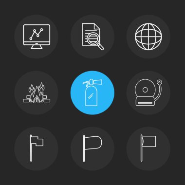 farklı minimalist düz vektör app simgeler siyah arka plan üzerine