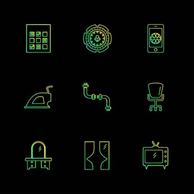 farklı minimalist düz vektör app simgeler siyah arka plan üzerine