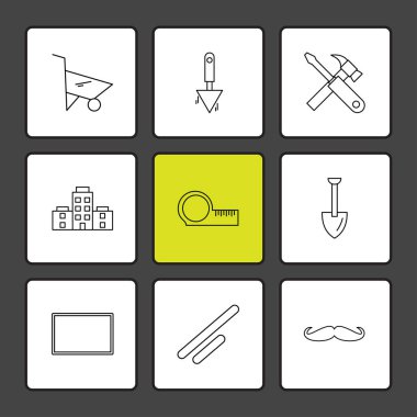 siyah arka plan üzerine minimalist düz vektör app simge kümesi