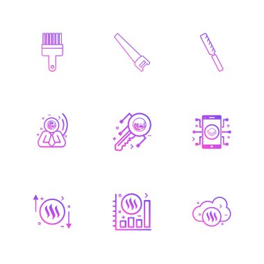 beyaz zemin üzerine minimalist düz vektör app simge kümesi