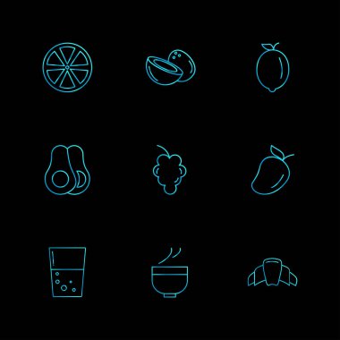 farklı minimalist düz vektör app simgeler siyah arka plan üzerine