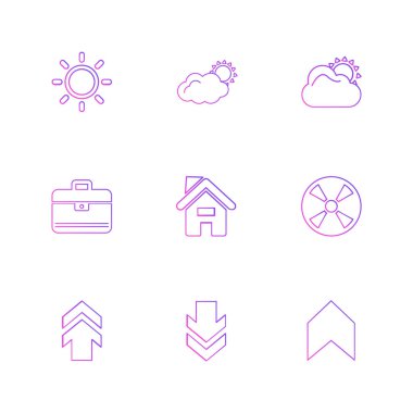 beyaz zemin üzerine minimalist düz vektör app simge kümesi