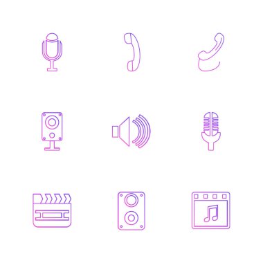 beyaz zemin üzerine minimalist düz vektör app simge kümesi