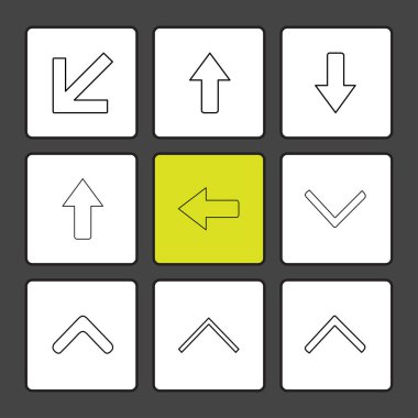 siyah arka plan üzerine minimalist düz vektör app simge kümesi