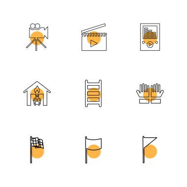 beyaz zemin üzerine minimalist düz vektör app simge kümesi