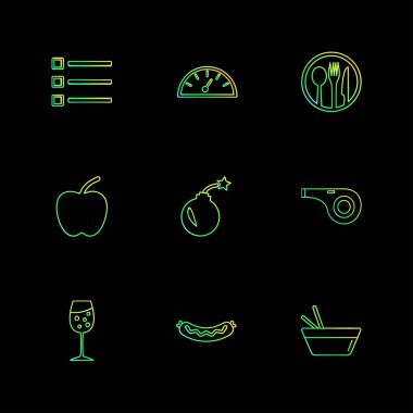 farklı minimalist düz vektör app simgeler siyah arka plan üzerine