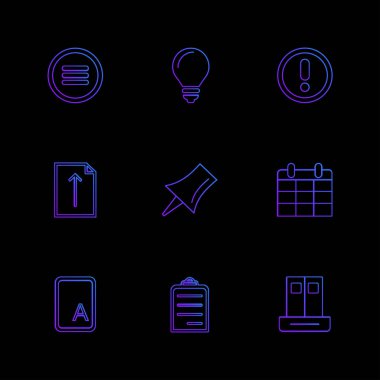 farklı minimalist düz vektör app simgeler siyah arka plan üzerine