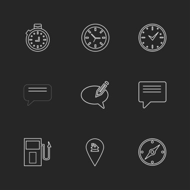 farklı minimalist düz vektör app simgeler siyah arka plan üzerine