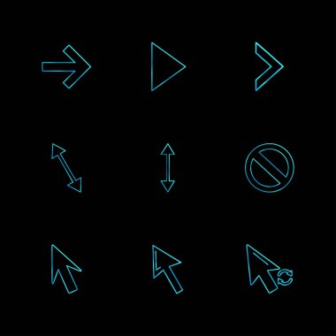 farklı minimalist düz vektör app simgeler siyah arka plan üzerine