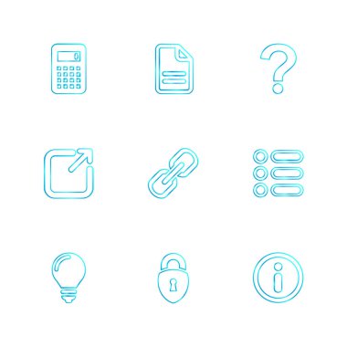 beyaz zemin üzerine minimalist düz vektör app simge kümesi