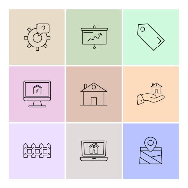 çeşitli tema app simgeler, vektör çizimler set