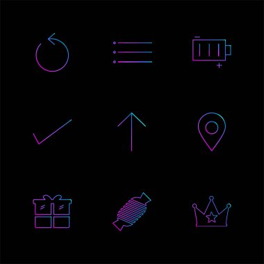 farklı minimalist düz vektör app simgeler siyah arka plan üzerine