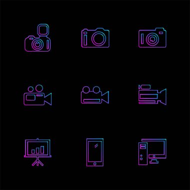 Farklı minimalist düz vektör app simgeleri        