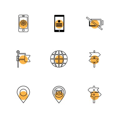 beyaz zemin üzerine minimalist düz vektör app simge kümesi
