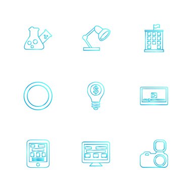 minimalist düz vektör app simgeleri beyaz arka plan üzerinde