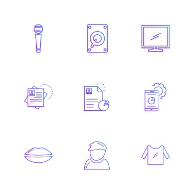 beyaz zemin üzerine minimalist düz vektör app simge kümesi