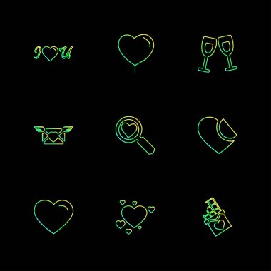 siyah arka plan üzerine minimalist düz vektör app simge kümesi