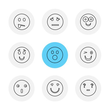 Beyaz arka plan üzerinde izole smiley simgeleri