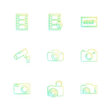 beyaz zemin üzerine minimalist düz vektör app simge kümesi