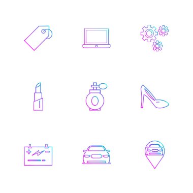 beyaz zemin üzerine minimalist düz vektör app simge kümesi