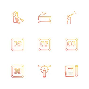 beyaz zemin üzerine minimalist düz vektör app simge kümesi