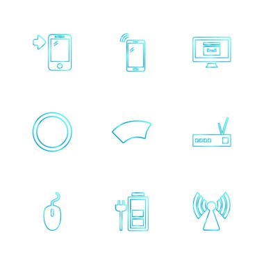 beyaz zemin üzerine minimalist düz vektör app simge kümesi