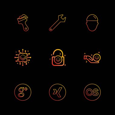 farklı minimalist düz vektör app simgeler siyah arka plan üzerine