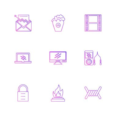 beyaz zemin üzerine minimalist düz vektör app simge kümesi