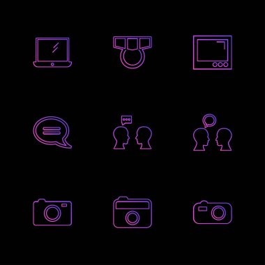 farklı minimalist düz vektör app simgeler siyah arka plan üzerine