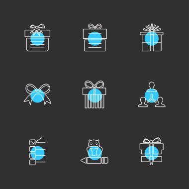 farklı minimalist düz vektör app simgeler siyah arka plan üzerine