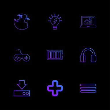 farklı minimalist düz vektör app simgeler siyah arka plan üzerine