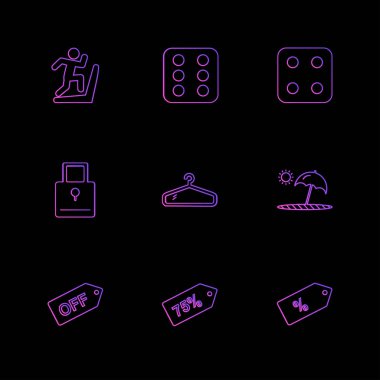 farklı minimalist düz vektör app simgeler siyah arka plan üzerine