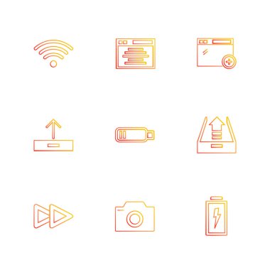 beyaz zemin üzerine minimalist düz vektör app simge kümesi