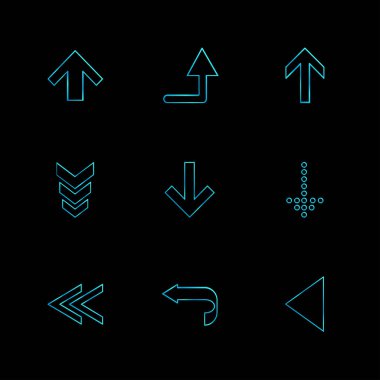 farklı minimalist düz vektör app simgeler siyah arka plan üzerine