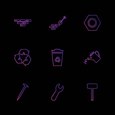 farklı minimalist düz vektör app simgeler siyah arka plan üzerine