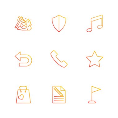 beyaz zemin üzerine minimalist düz vektör app simge kümesi