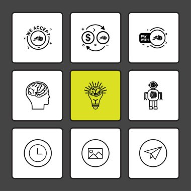 farklı minimalist düz vektör app simgeler siyah arka plan üzerine