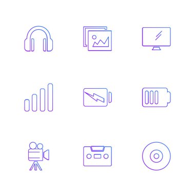 beyaz zemin üzerine minimalist düz vektör app simge kümesi