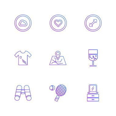 beyaz zemin üzerine minimalist düz vektör app simge kümesi