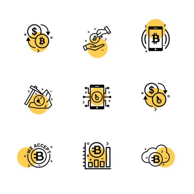 beyaz zemin üzerine minimalist düz vektör app simge kümesi