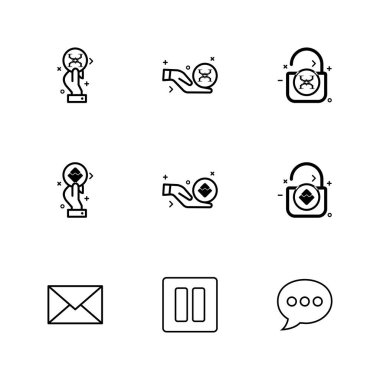 beyaz zemin üzerine minimalist düz vektör app simge kümesi