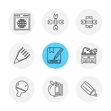 çeşitli tema app simgeler, vektör çizimler set