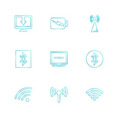 beyaz zemin üzerine minimalist düz vektör app simge kümesi