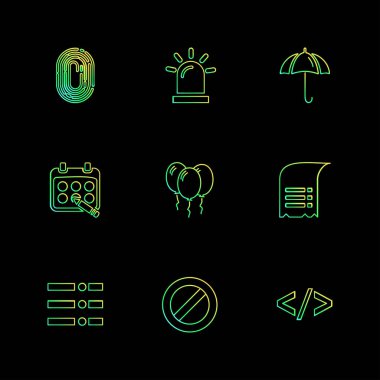 farklı minimalist düz vektör app simgeler siyah arka plan üzerine